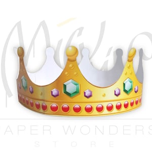 Corona de papel Imprimible. Plantilla de corona de papel. Corona dorada. Corona de reina. Corona de disfraz de reina Corona de rey. Corona de cumpleaños. Sombrero de corona de papel. Corona