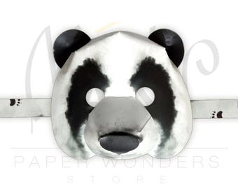 Panda mask PRINTABLE. Panda mask pattern. DIY papercraft Panda mask. Panda party. Panda Birthday. Panda mask. Animal mask. Bear mask. Mask