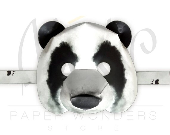 Panda mask PRINTABLE. Panda mask pattern. DIY papercraft Panda | Etsy