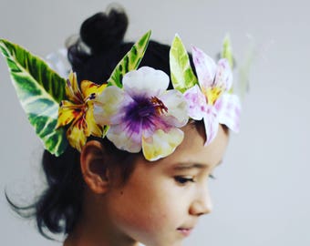 Flower crown PRINTABLE - DIY flower crown - Flower headband - Tropical flower crown - Flower crown girls - Floral head wreath - Girls crown