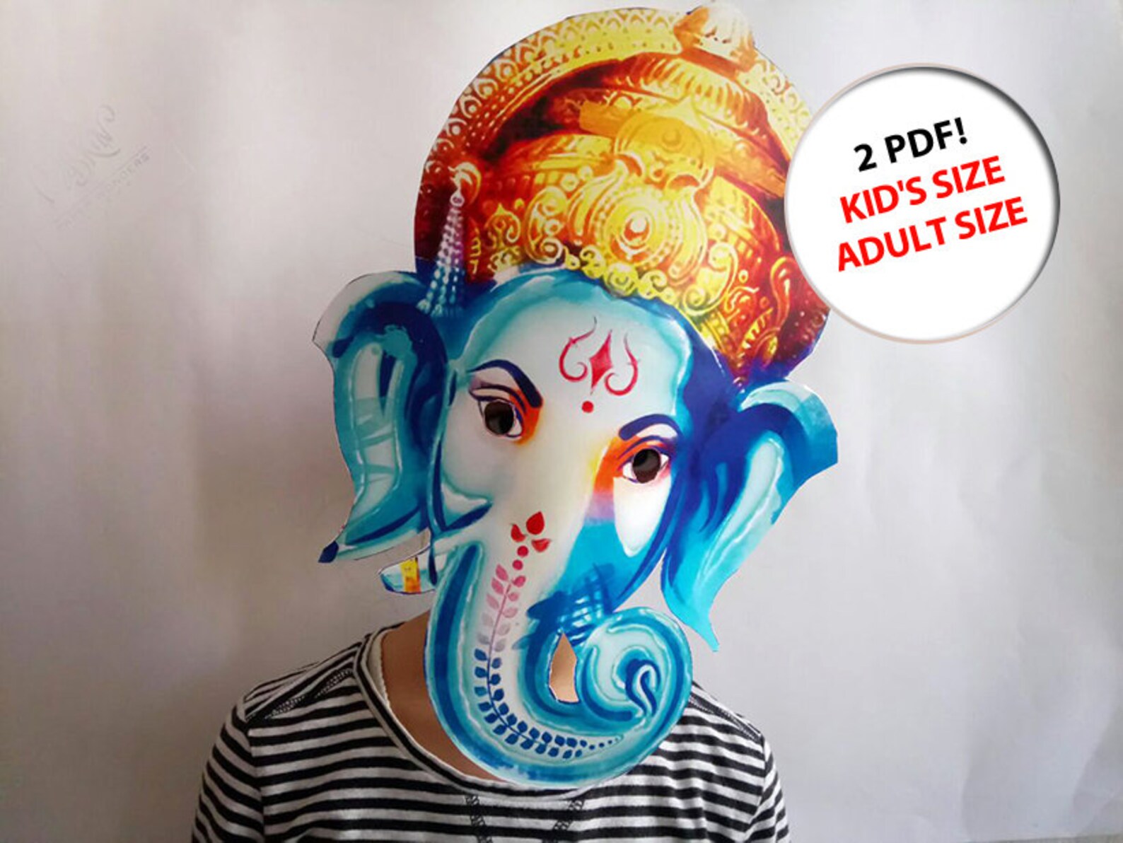 Ganesha mask printable. Lord Ganesha. Ganesha clothes. Indian Etsy
