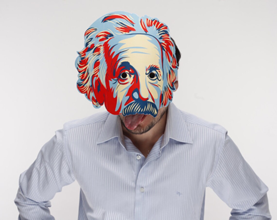 Einstein red&amp;blue mask patternn. PRINTABLE Albert Einstein | Etsy