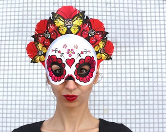 Sugar skull mask PRINTABLE. Calavera mask. Day of the Dead skull mask. Sugar skullmask. Day of the Dead mask. Dia de los Muertos mask. Mask