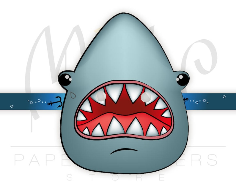 Shark Mask PRINTABLE Shark Costume Fish Mask Shark Etsy