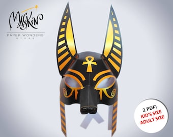 Maschera Anubis stampabile. Maschera egiziana. Modello maschera Maschera costume Anubi. Maschera in costume egiziano. Partito egiziano. Modello maschera Anubi. Anubi