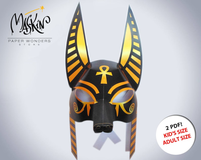 Anubis mask printable. Egyptian mask. Mask pattern Anubis costume mask. Egyptian costume mask. Egyptian party. Anubis mask pattern. Anubis image 1