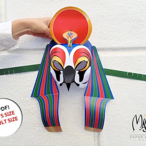 Modello STAMPABILE maschera Ra. Maschera del dio egizio. Maschera di carta egiziana. Maschera egiziana. Maschera in costume egiziano. Maschera egiziana. Maschera di carta. Maschera.