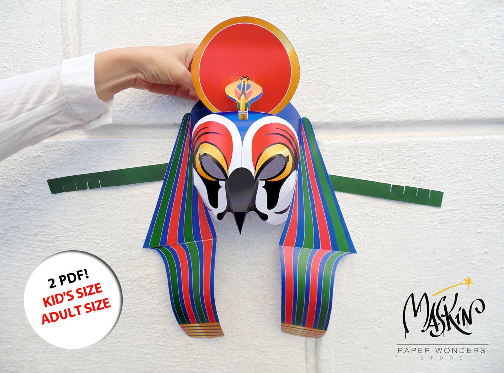 Máscara Ra padrão IMPRIMÍVEL. Máscara de deus egípcio. Máscara de papel egípcia. Máscara egípcia. Máscara de fantasia egípcia. Máscara do Egito. Máscara de papel artesanal. Mascarar.