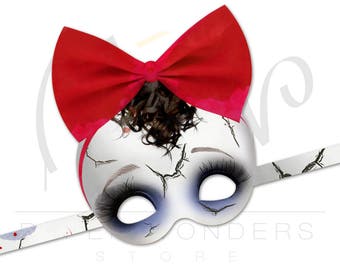 Halloween doll PRINTABLE mask. Halloween mask. Halloween costume. Halloween party. Halloween decoration. Masquerade mask. Halloween doll.