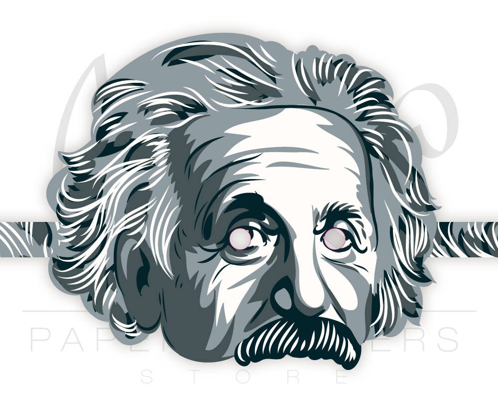 Einstein mask PRINTABLE pattern. Einstein costume. Science | Etsy