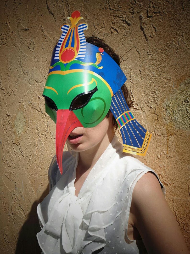 Masque de Thot IMPRIMABLE. Masque de mascarade. Masque égyptien. Modèle de masque. Masque d'oiseau. Masque de mascarade. Masque de fête. Masque de l'Égypte ancienne. égyptien image 2