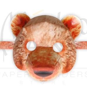 Teddy bear mask. Bear mask. Bear mask for kids, Bear mask for adults. Animal mask. Masquerade mask. Mask pattern. Printable mask. Bear cos