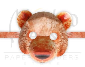 Máscara de osito de peluche. Máscara de oso. Máscara de oso para niños, Máscara de oso para adultos. Máscara de animales. Máscara de mascarada. Patrón de máscara. Máscara imprimible. oso porque