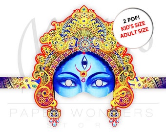 Kali mask PRINTABLE.  Kali ma. Kali goddess. Indian goddess costume. Indian goddess. Kali indian goddess mask. Masquerade mask. Goddess mask
