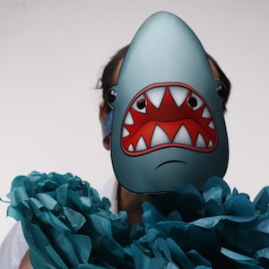 Shark mask PRINTABLE - Shark costume - Fish mask - Shark costume mask - Shark mask pattern - Shark week mask - Shark party mask - Mask fish