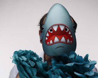 Shark mask PRINTABLE - Shark costume - Fish mask - Shark costume mask - Shark mask pattern - Shark week mask - Shark party mask - Mask fish