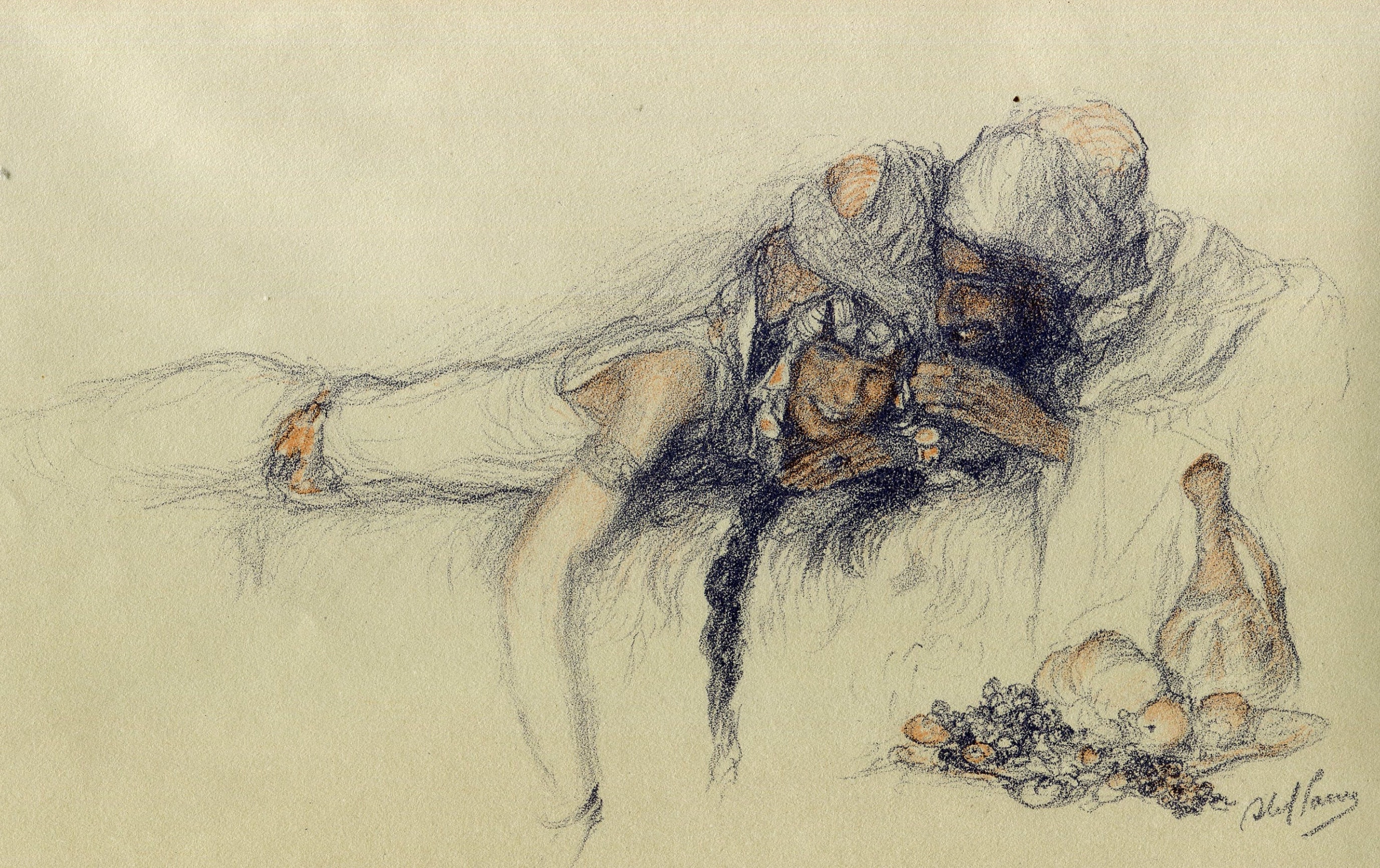 Vintage Lithographie Abel Pfeffermann Pann | 1883-1963 Bible, Beer-Sheva, Jacob