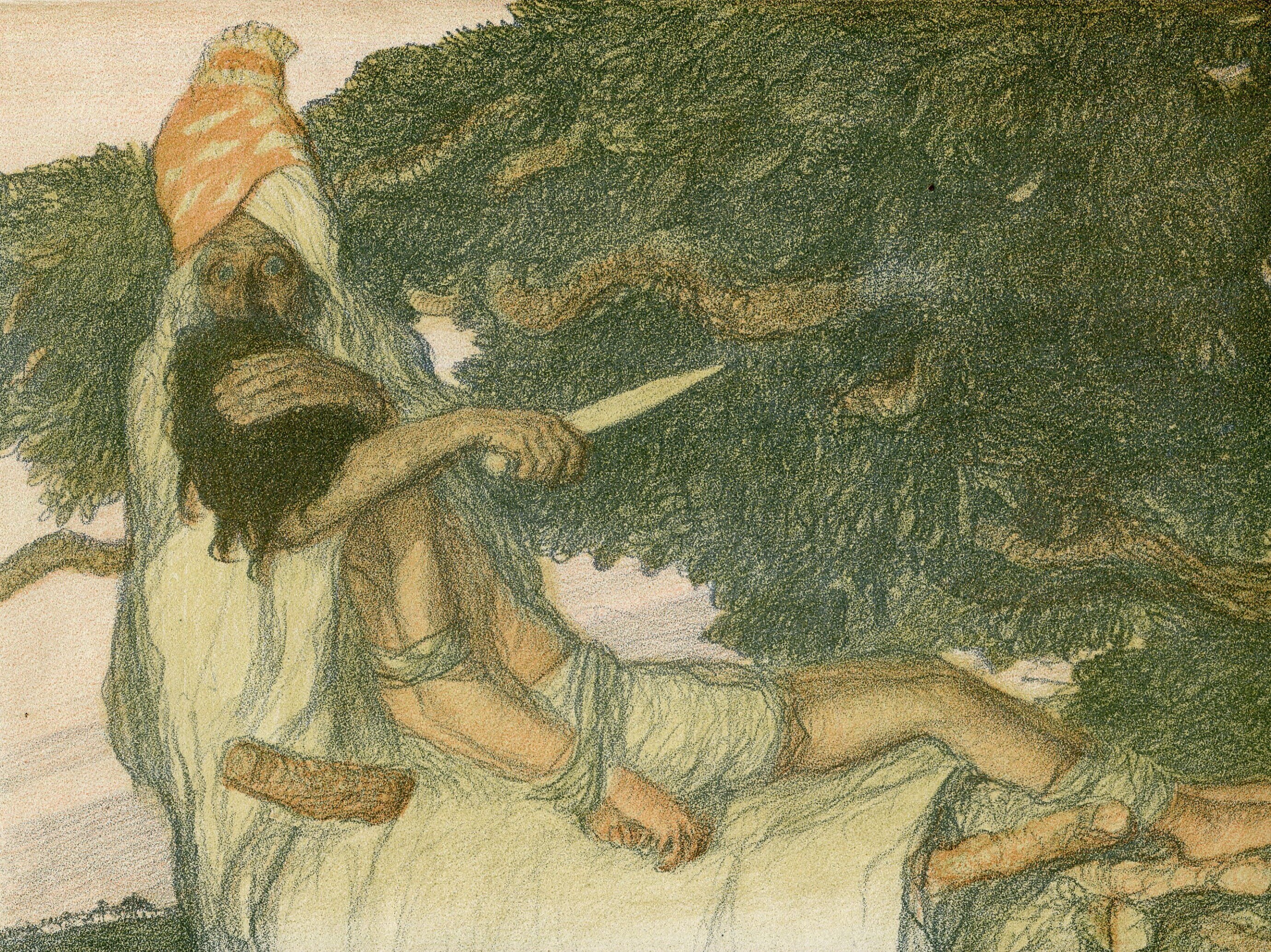 Vintage Lithographie Abel Pfeffermann Pann | 1883-1963 Bible, Isaac, Abraham