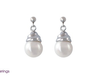 925 Sterling Silver Pearl Swirl Earrings For Women, Pearl Bridal Earrings, Bridesmaid Pearl Earrings, Birthday Pearls, Brand Sheenashona