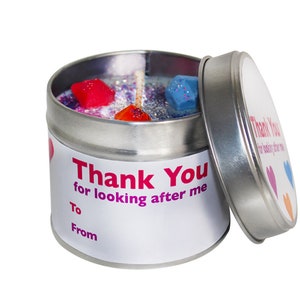 Thank You Soya Wax Candle Tin Gift /Write On The Candle Label /Personalise The Candle Tin/ Brand Sheenashona