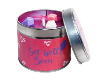 Get Well Soon Scented Candle Tin Gift / Soya Wax Vegan Friendly Candle, Handmade Soy Candle Gifts//Handmade Soy Wax Candle/Brand Sheenashona