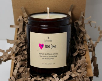 Best Gran Soya Wax Amber Jar Candle/ Apothecary Personalised Gran Gift Ideas For Her/ Handmade Gifts/ Brand Sheenashona