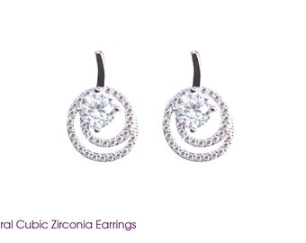 Brincos de prata de lei 925 com zircônia cúbica para mulheres, com opção de pino, tarraxa ou pendente.