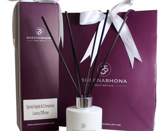 Spiced Apple &Cinnamon Luxury Reed Diffuser/ Gift Boxed Oil Reed Diffuser/ Christmas Scented Diffusers/ New Home Gift/ Brand Sheenashona