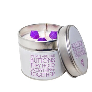 Mum&#39;s Are Like Buttons Candle Tin / Soya Wax Handmade Candles/ Scented Candle For Her, Mother&#39;s Day, Mummy, Mom /Brand Sheenashona