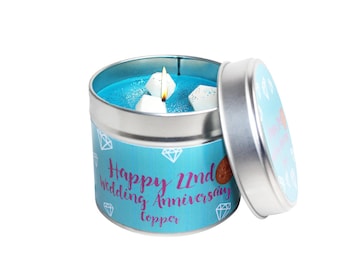 22nd Copper Wedding Anniversary Scented Soya Wax Candle Tin/ Handmade Soya Wax Scented Candle Tin/ Brand Sheenashona