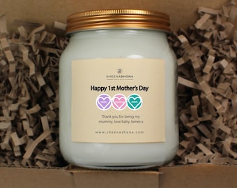 Happy 1st Mother's Day Large Honey Pot Candle/ Personalised Soya Wax Mother's Day Candle Gift Idea For Her, Mum, Mom/ Brand Sheenashona