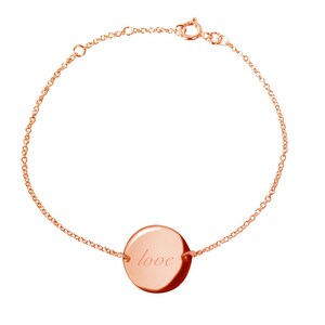 Halo Circle Disc Adjustable Bracelet Gift - Choose From 925 Sterling Silver, Rose or Yellow Gold Plain or Engraved, Brand Sheenashona