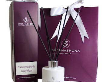 Pink Grapefruit & Vanilla Luxury Reed Diffuser/ Gift Boxed Oil Reed Diffuser/ Aroma Fruity Diffuser Gift/ New Home Gift/ Brand Sheenashona
