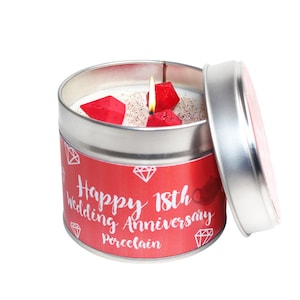 18th Porcelain Wedding Anniversary Scented Soya Wax Candle Tin/ Handmade Soya Wax Scented Candle Tin/ Brand Sheenashona