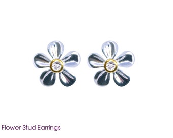 925 Sterling Silver Daisy Flower Earrings  - Choose Your Earring Stud or Drop Design, Bridal Earrings for Her, Brand Sheenashona