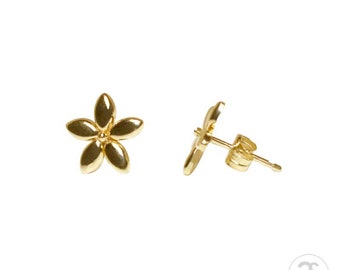 9ct Yellow Or Rose Gold Flower Stud Earrings For Women / Choose Between Rose or Yellow Gold / Brand Sheenashona