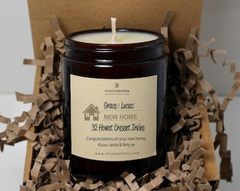 New Home Amber Jar Candle /Apothecary Handmade New Home Personalised Scented Candle/ Housewarming Candle Gift ideas / Brand Sheenashona