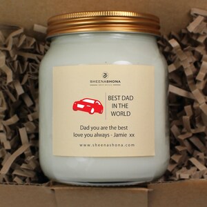 Best Dad Large Honey Jar Candle /Personalised Handmade Soya Wax Gifts For Him, Fathers Day, Daddy, Partner/ Brand Sheenashona