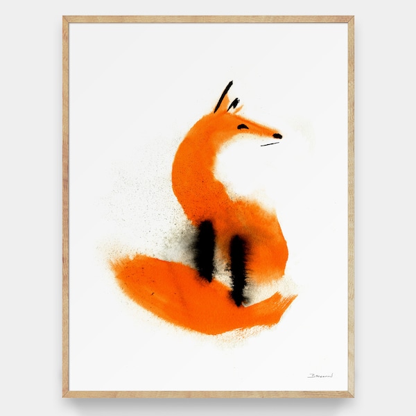 Modern Fox Watercolor Painting - Abstract Wildlife Art, Animal Art, Nature, Fox Print, Cabin Lodge Art