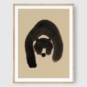 Abstract Black Bear Art: Watercolor Ink Painting Modern Animal Mountain Cabin Art Print
