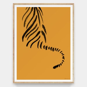 Abstract Tiger Watercolor Ink Painting: Modern Jungle Bengal Animal Art Print