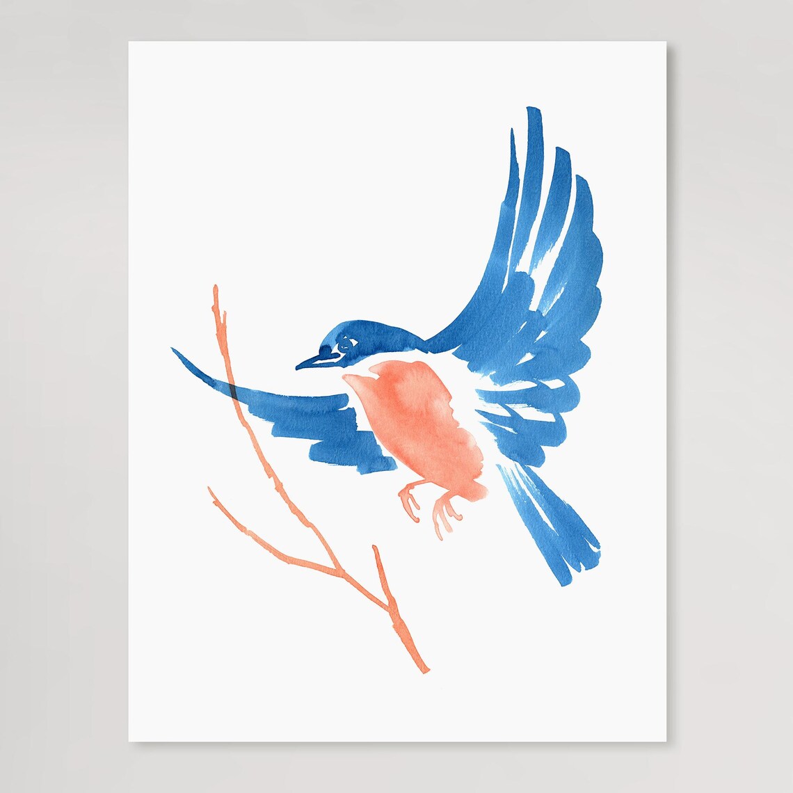 Eastern Bluebird Ink Painting: Abstract Watercolor Song Bird Art Print ...