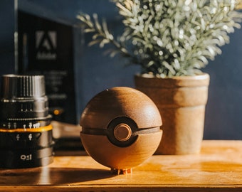 Minimal Wooden Pokeball | Hand-finished 3D Printed Wood