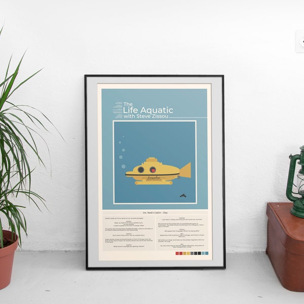 The Life Aquatic with Steve Zissou Modern Minimal Poster| Digital Download | 11” x 17” PRINT