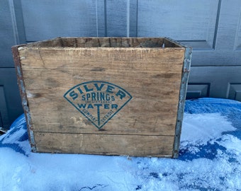 Vintage 1938 SILVER SPRINGS WATER Company Box Crate Detroit