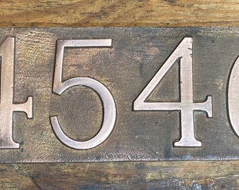 Vintage Brass Address Plaque/Sign “4546” 11/3/4 x 3-3/4 x 3/8” Heavy