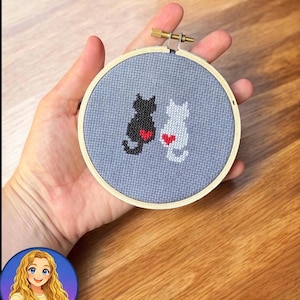 Two Cats Mini Cross Stitch Pattern (Digital Download PDF)