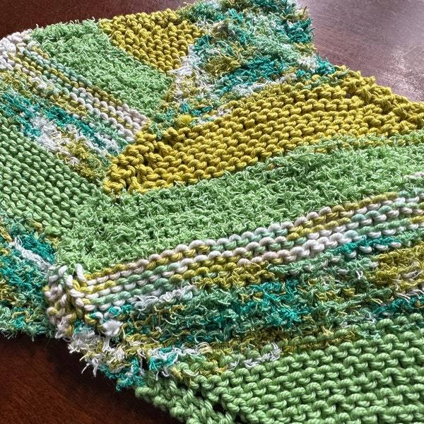 Scrubby Cotton Knit Dishcloth/Washcloth 2-Pack - Greens