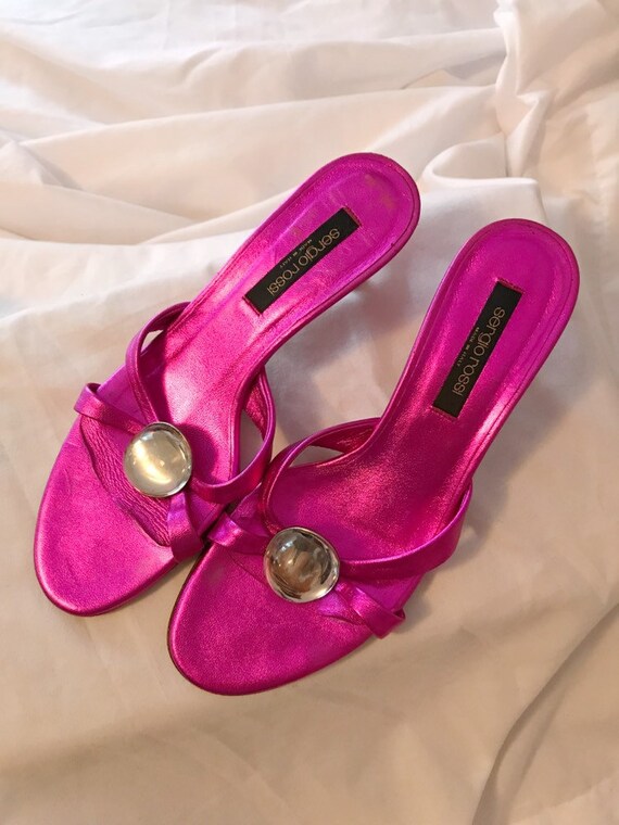 SERGIO ROSSI hot pink mules