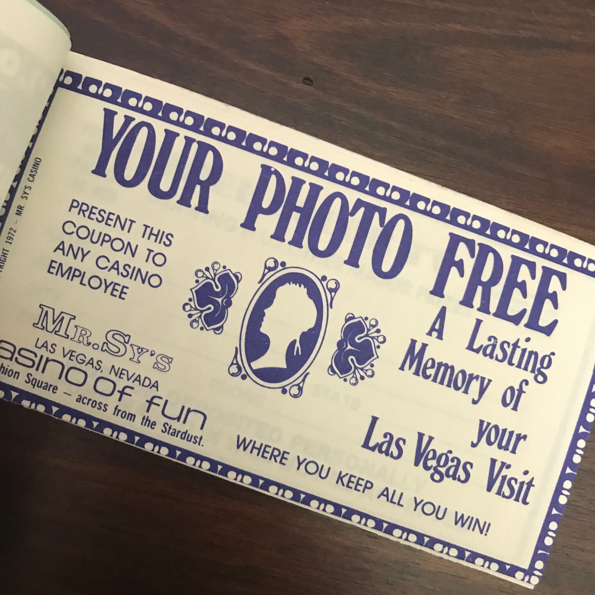 Vintage Las Vegas Coupon Book, Mr. Sy's Casino of Fun c.1970s, Made in